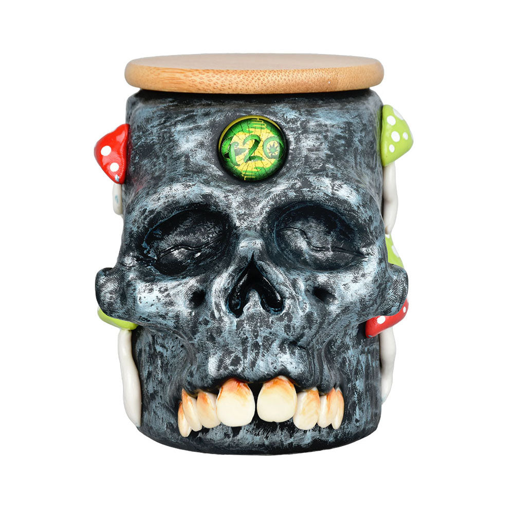 Pulsar Third Eye Shroom Skull Glass Jar - 4.25