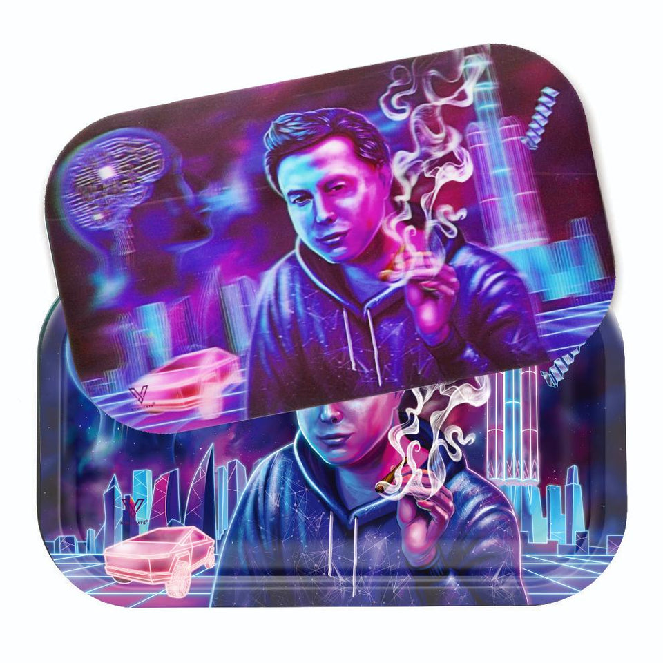 V SYNDICATE ROLL N GO - 1 METAL TRAY AND 1 3D MAG SLAP  - SPACE XHALE - SMALL - 7 IN X 5.75 IN X 0.5 IN
